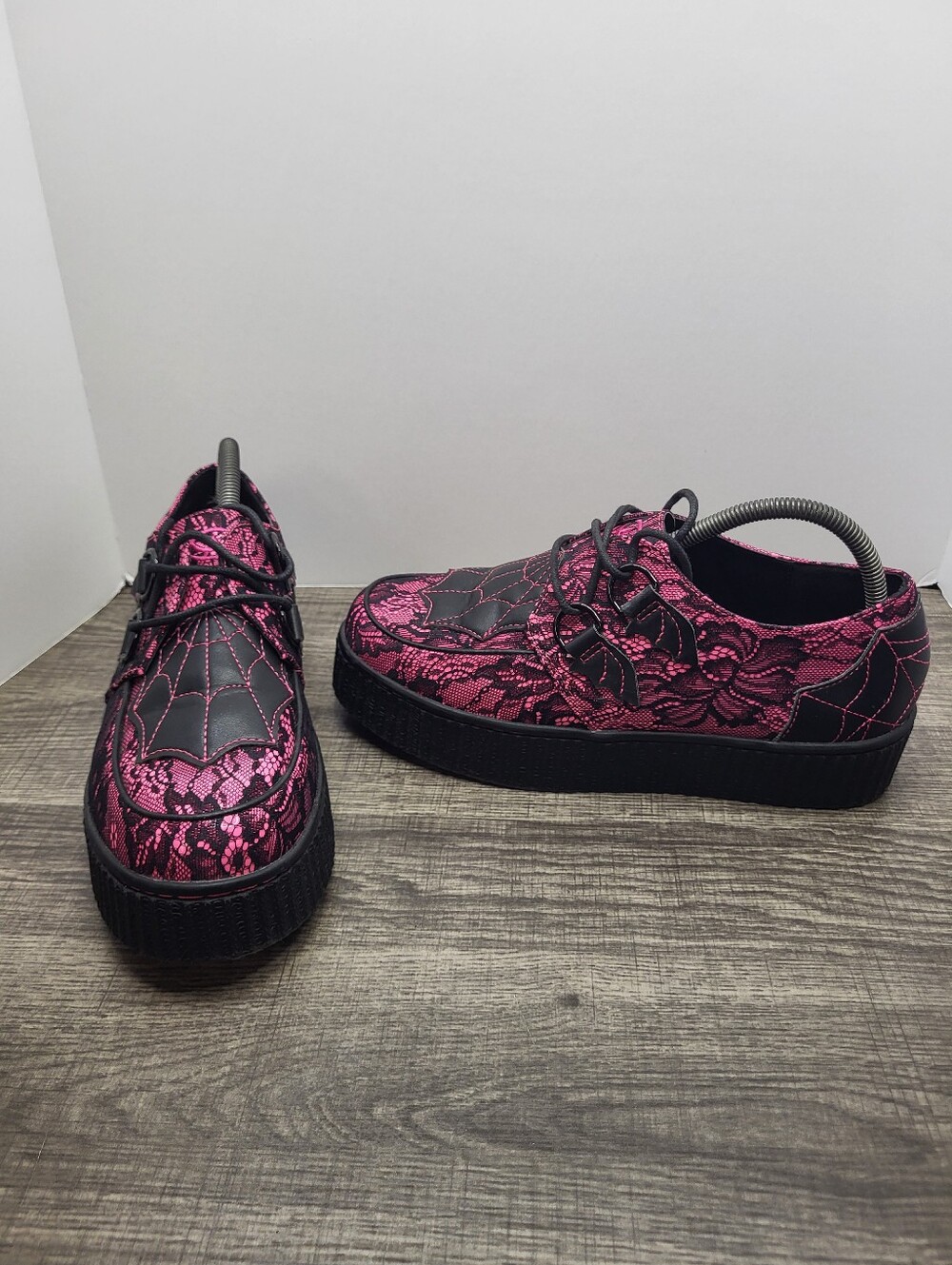 Strange Cvlt Web Pink & Black Lace Krypt Creepers Women's Size 10